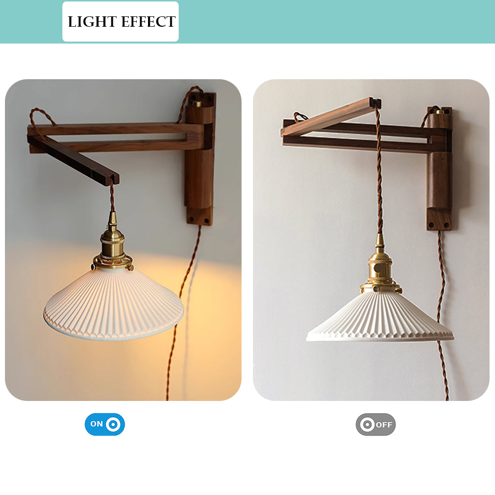 Applique Murale Bois Pliable, Bras Articulé Industriel