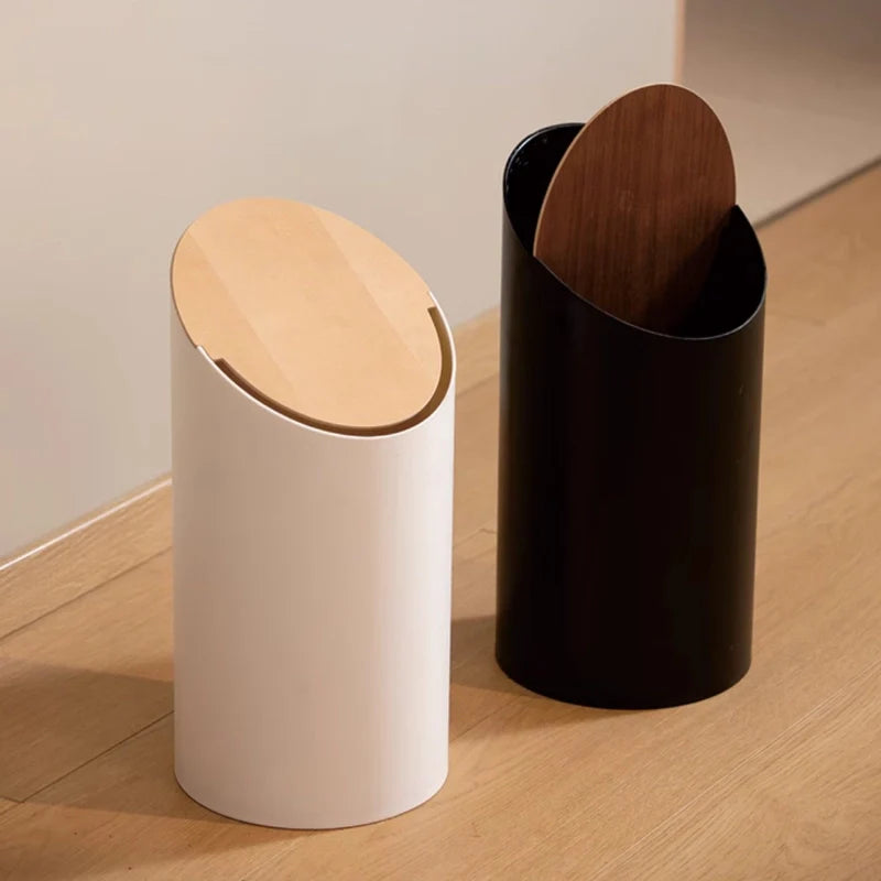 Poubelle Swing Japandi 9L, Couvercle Bois, Design Minimal