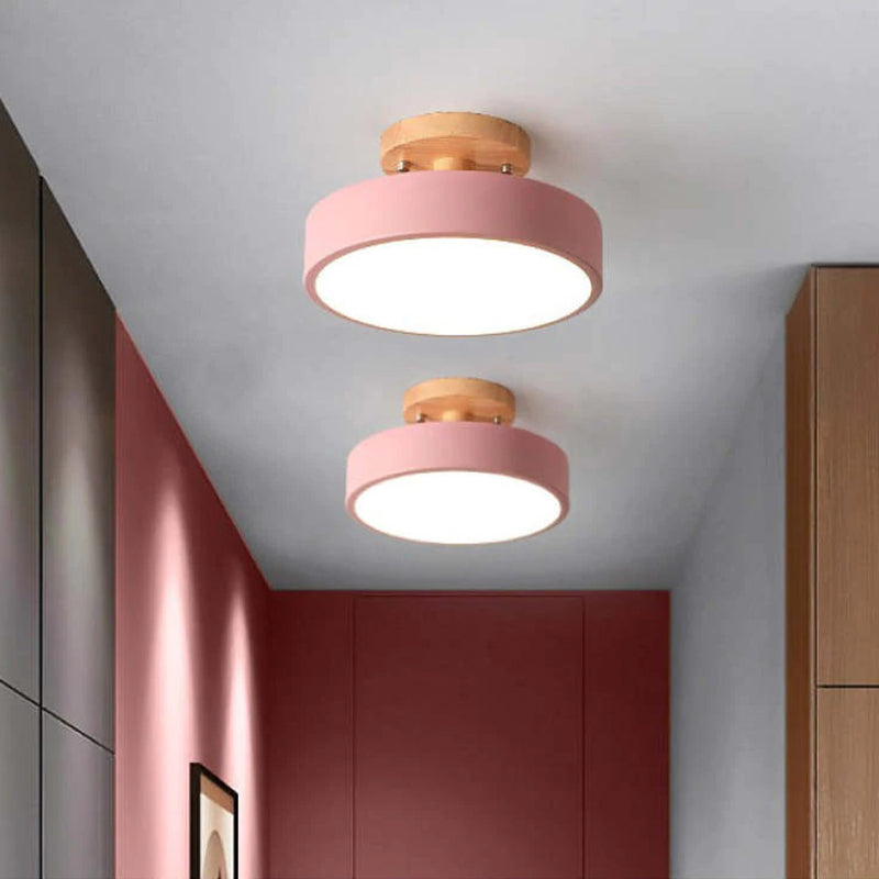 Lampe de Plafond LED Moderne en Bois