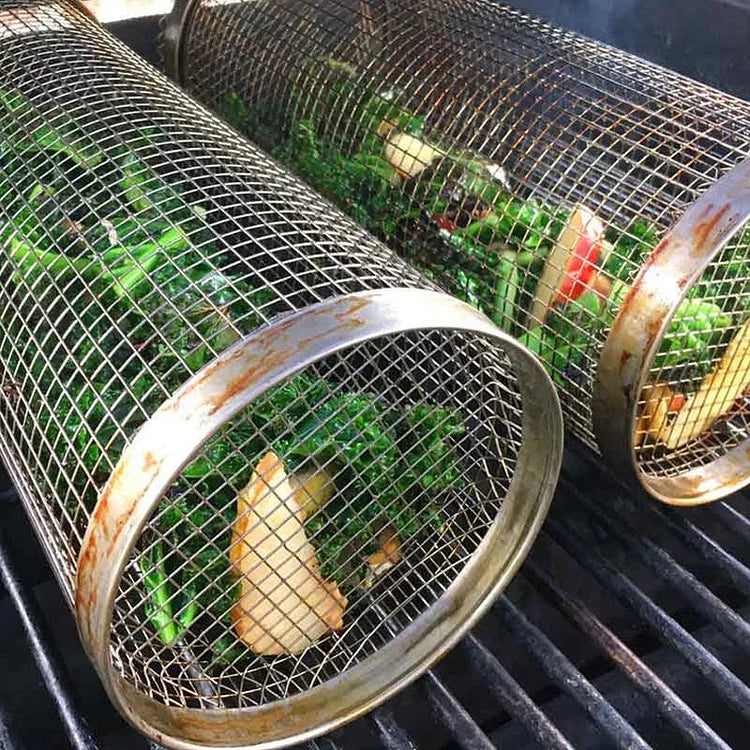 Panier de Grillage Rotatif Inox – Accessoire BBQ pour Légumes, Viandes et Fruits