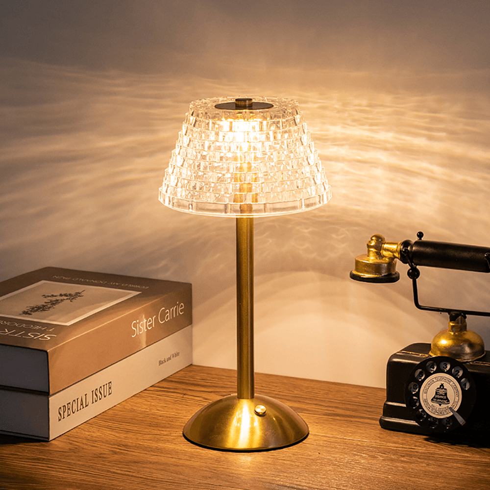 Lampe de Table Sans Fil LED Vintage – Rechargeable & Tactile avec Intensité Réglable