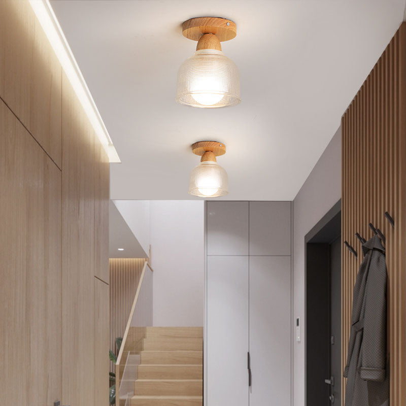 Nordic – Plafonnier Semi-Encastré en Bois et Verre Transparent
