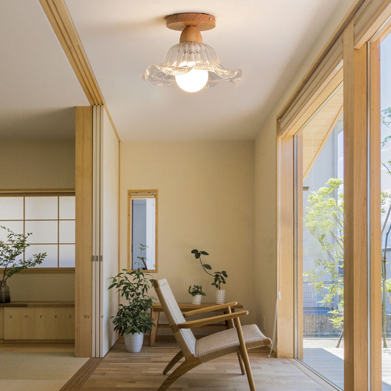 Nordic – Plafonnier Semi-Encastré en Bois et Verre Transparent