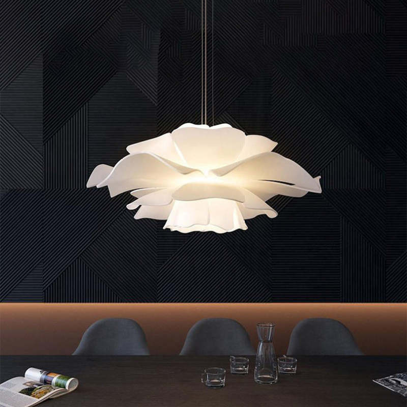 Suspension Moderne Métal Blanc Forme Fleur
