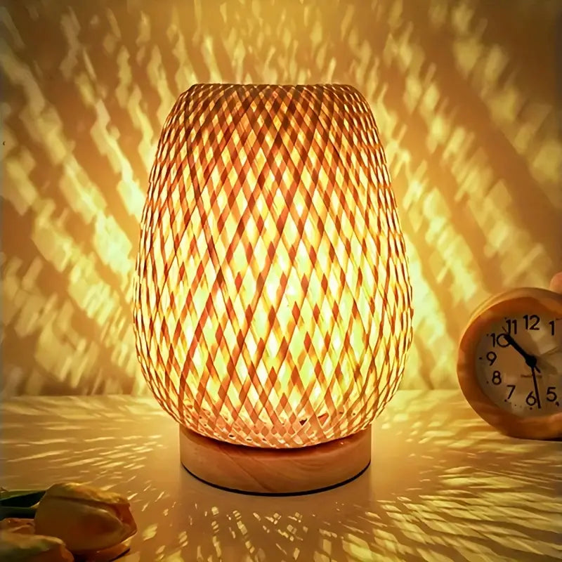WarmGlow – Lampe de Table LED en Bambou Fait Main avec Éclairage Dimmable et Design Naturel