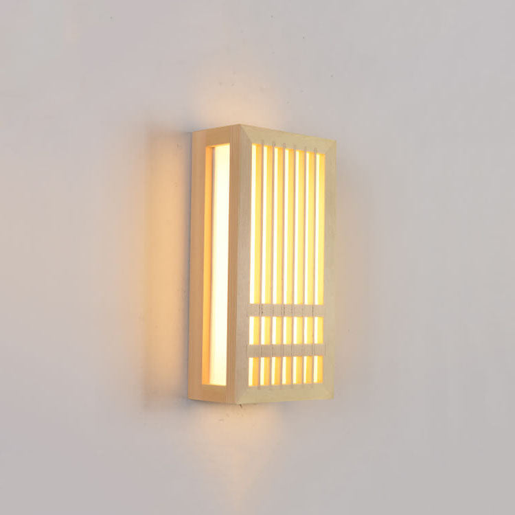 Lampe murale japonaise rectangulaire simple en bois massif à 1 lumière
