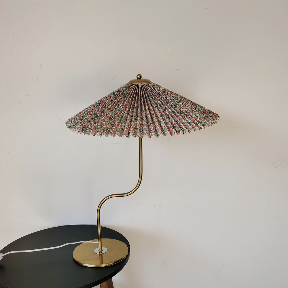 Lampe de Table Rétro Ombrelle Plissée Déco Métal