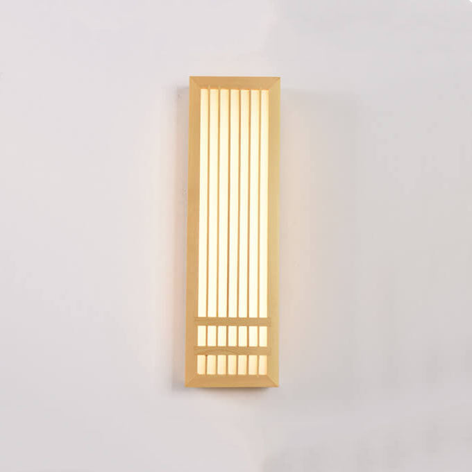 Lampe murale japonaise rectangulaire simple en bois massif à 1 lumière