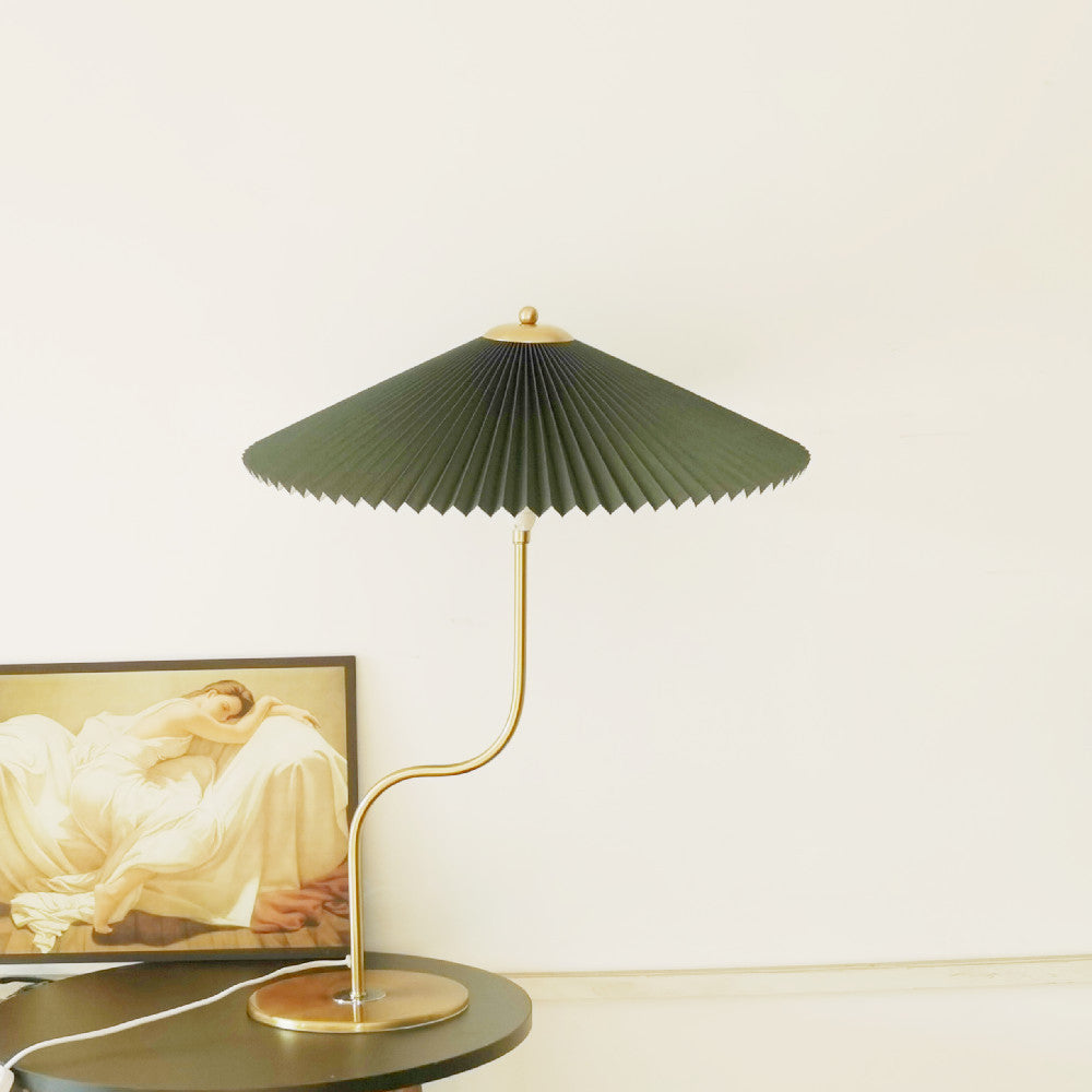 Lampe de Table Rétro Ombrelle Plissée Déco Métal