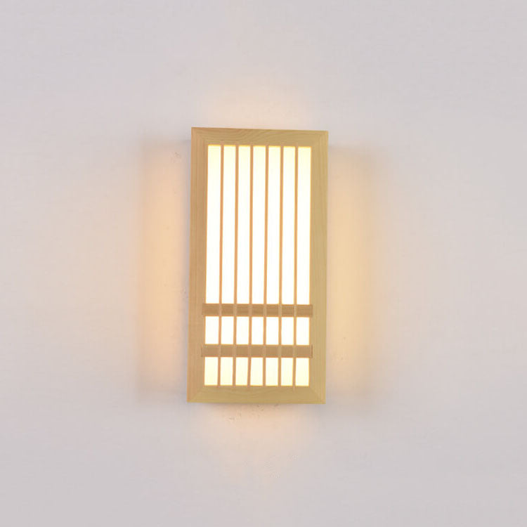 Lampe murale japonaise rectangulaire simple en bois massif à 1 lumière