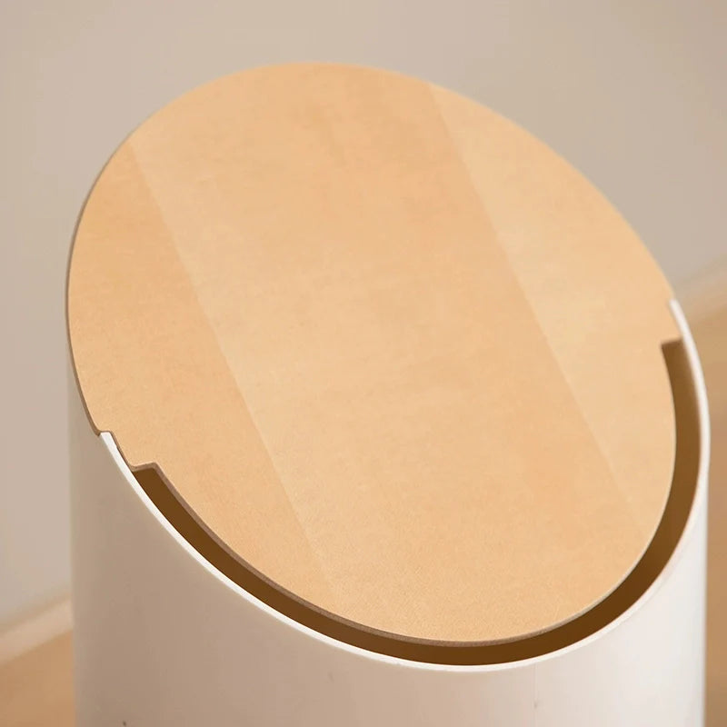 Poubelle Swing Japandi 9L, Couvercle Bois, Design Minimal