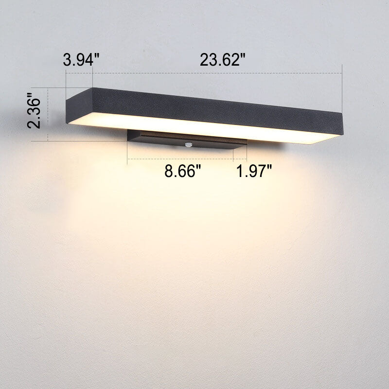 Applique Murale LED Extérieure Plate Rectangulaire – Moderne, Étanche avec Capteur