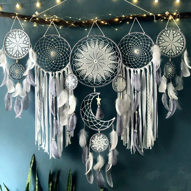 Ensemble de Capteurs de Rêves Bohèmes – Ambiance Céleste et Déco Artisanale