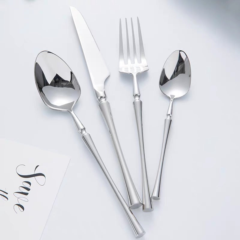 Set de Couverts 24 Pièces, Acier Inoxydable Élégant