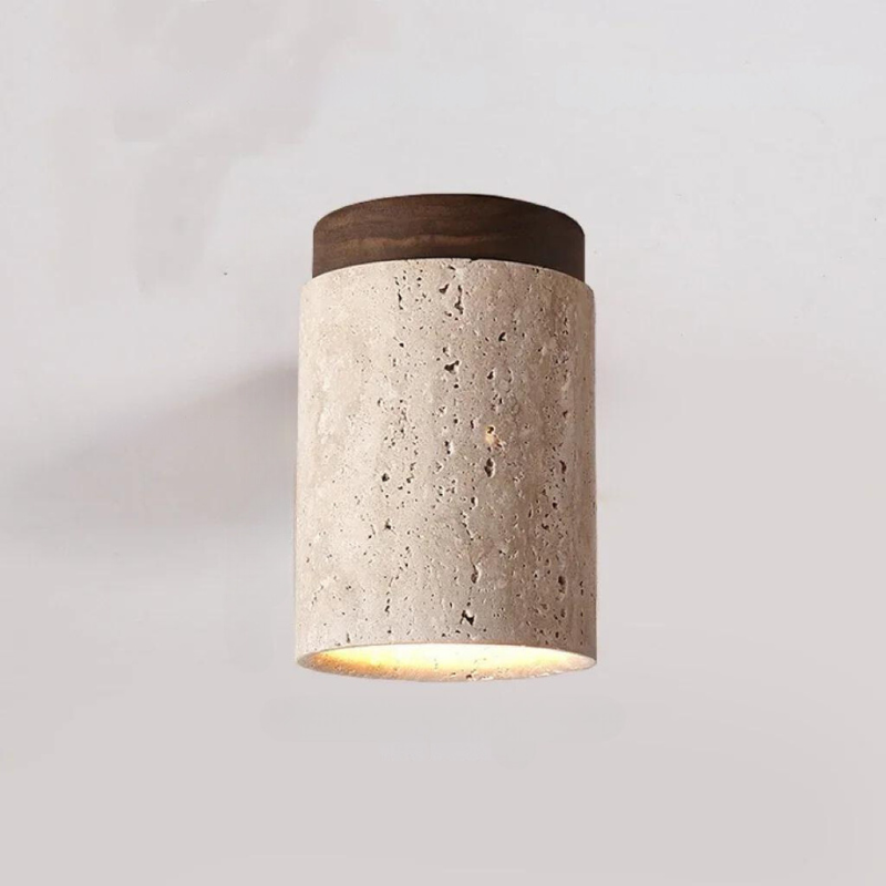 PierreLuxe | Lustre Encastré en Travertin | Éclairage Raffiné pour Hall et Escalier