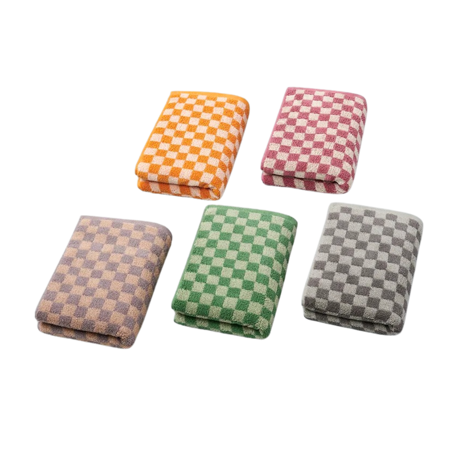 Serviettes de Bain Motif Damier – Lot de 2