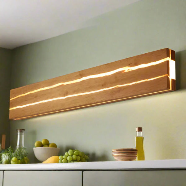 Applique Murale Fissurée en Bois – Design Naturel et Éclairage Moderne