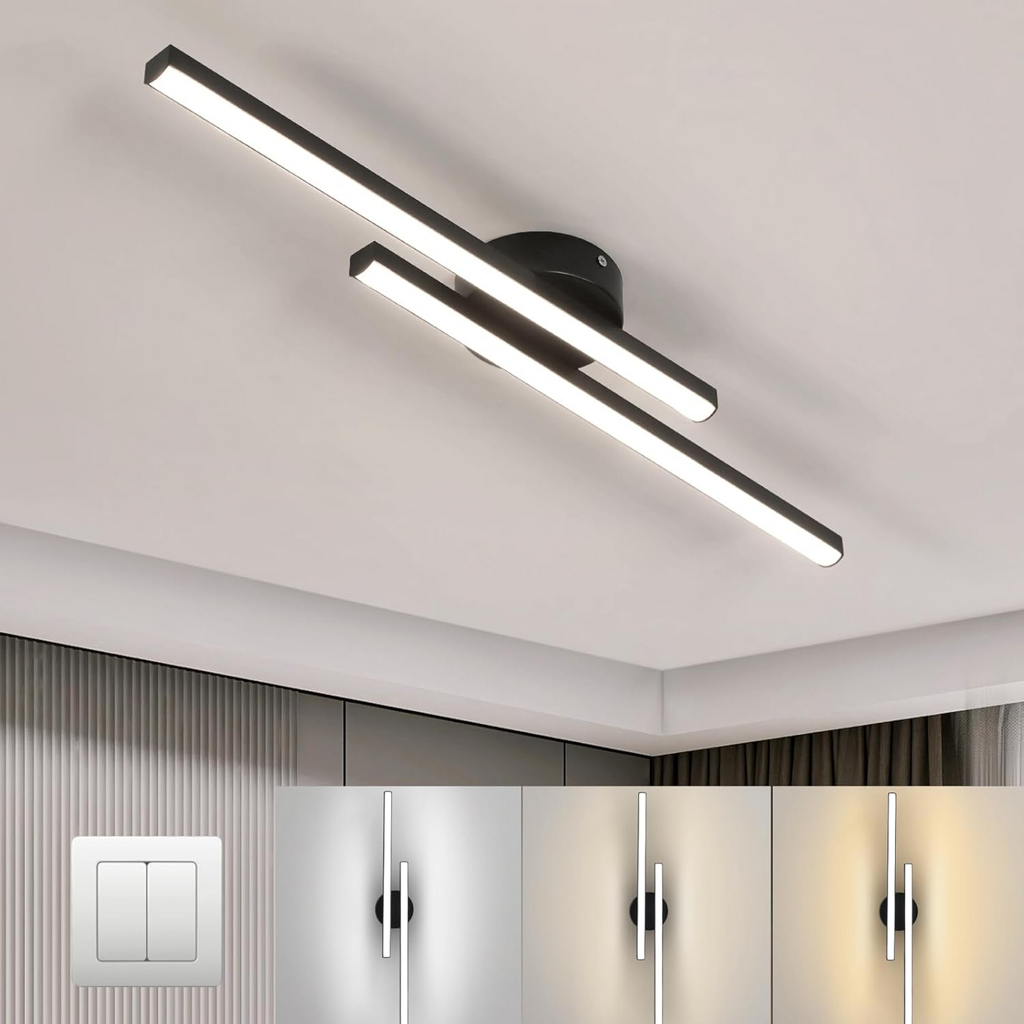 Plafonnier LED Moderne Aluminium Barre Semi-Encastré