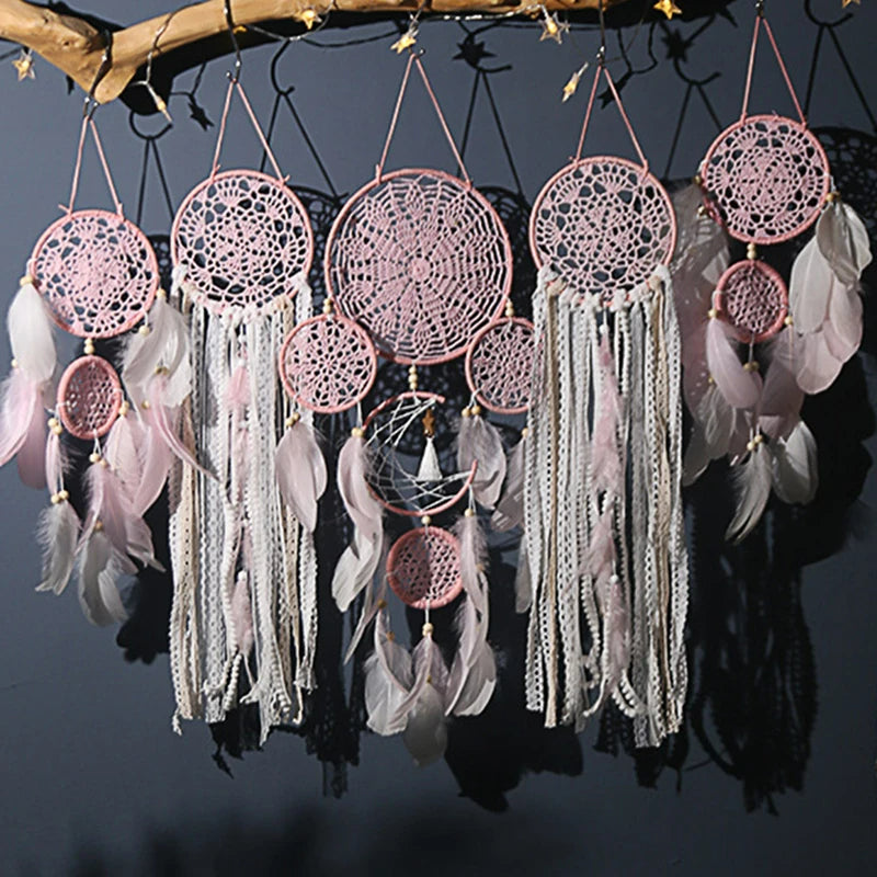Ensemble de Capteurs de Rêves Bohèmes – Ambiance Céleste et Déco Artisanale
