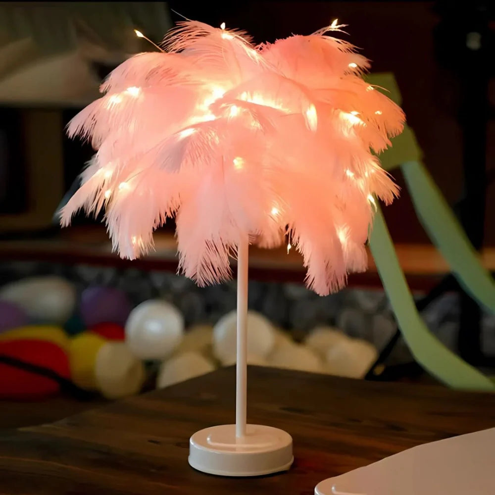 Lampe Arbre à Plumes LED avec Télécommande