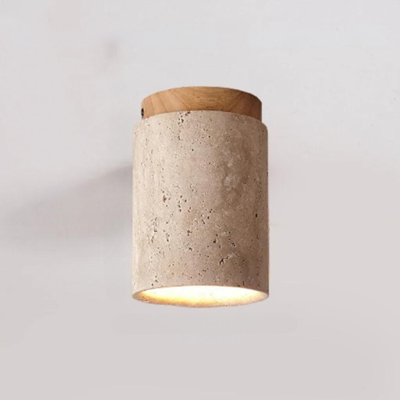 PierreLuxe | Lustre Encastré en Travertin | Éclairage Raffiné pour Hall et Escalier