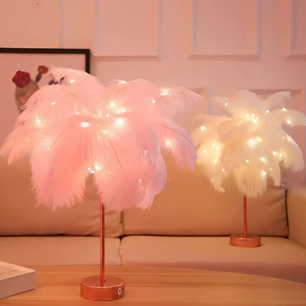 Lampe Arbre à Plumes LED avec Télécommande