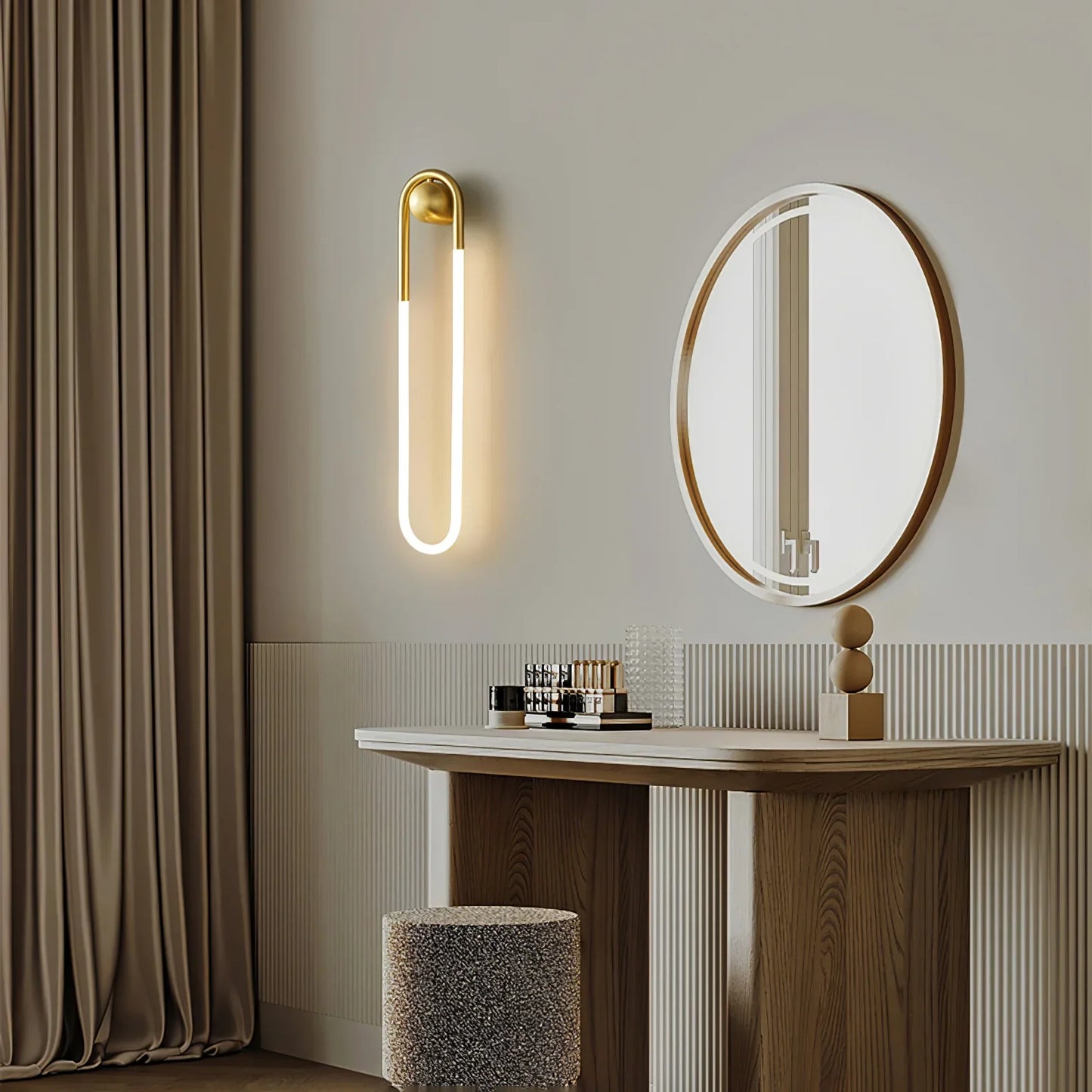 Applique Murale Boucle LED – Laiton ou Noir Moderne
