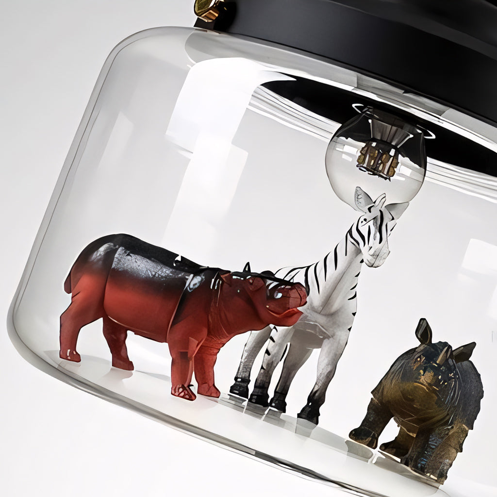 Suspension en Verre Calliope Zoo – Luminaires Ludiques pour Enfants