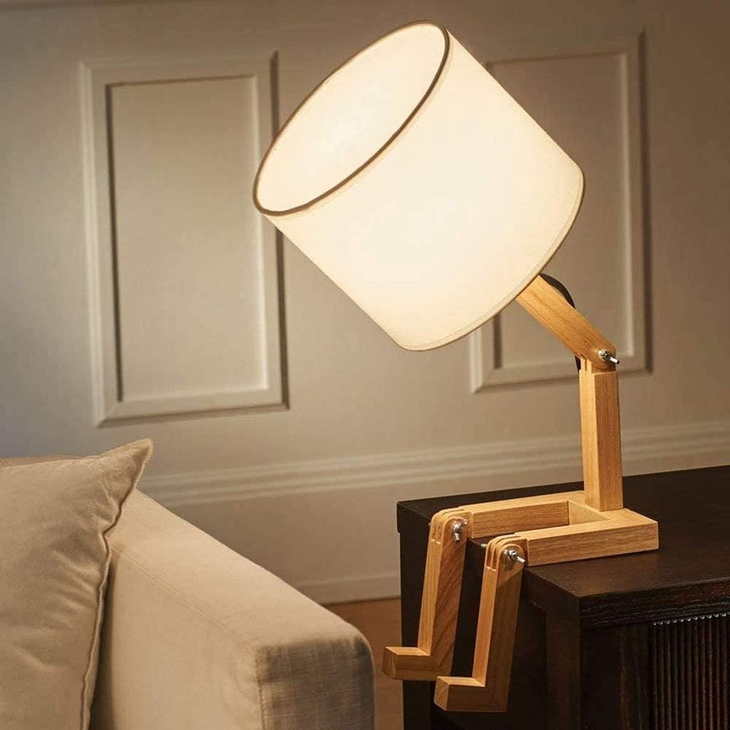 Lampe de Chevet Design Articulée Bois & Tissu