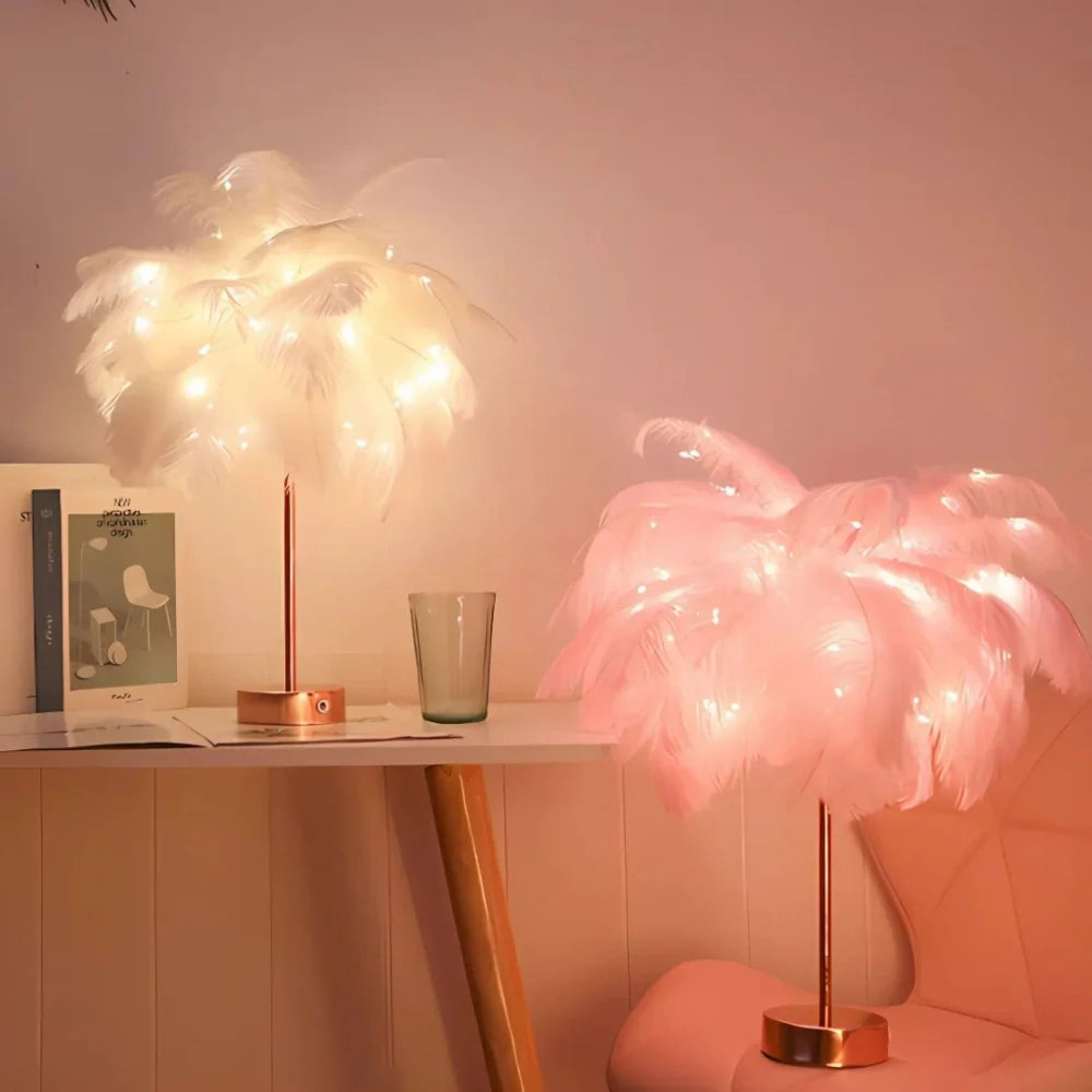 Lampe Arbre à Plumes LED avec Télécommande