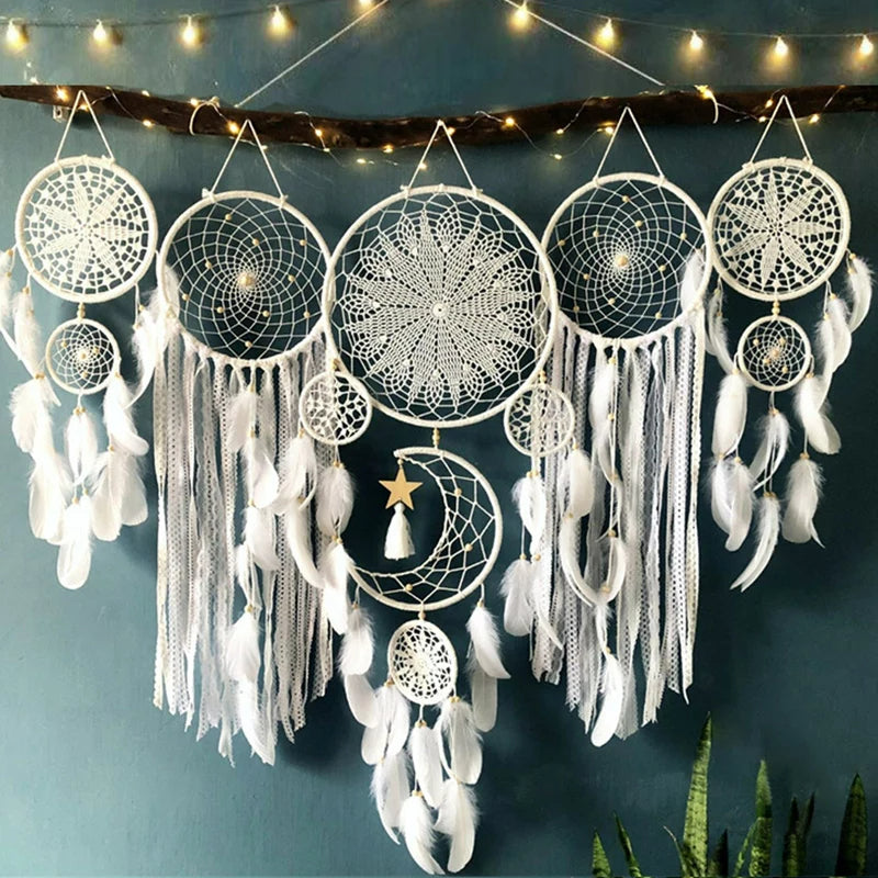Ensemble de Capteurs de Rêves Bohèmes – Ambiance Céleste et Déco Artisanale