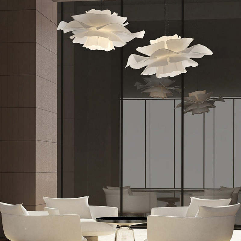 Suspension Moderne Métal Blanc Forme Fleur