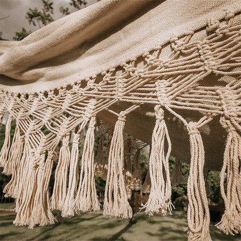 Hamac Bohème en Macramé – Détente artisanale à deux, où que vous soyez