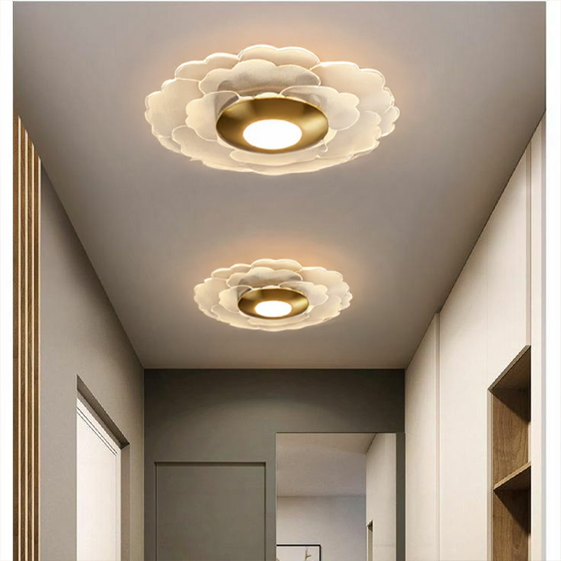 Plafonnier LED Moderne Rond, Acrylique Doré, 10W