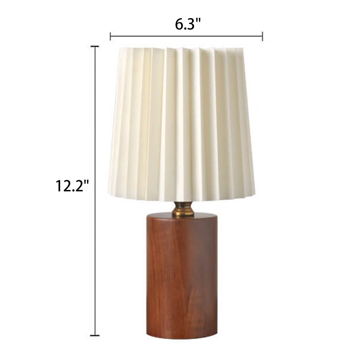 Lampe de Table Vintage Coréenne, Abat-Jour Plissé, Bois Massif