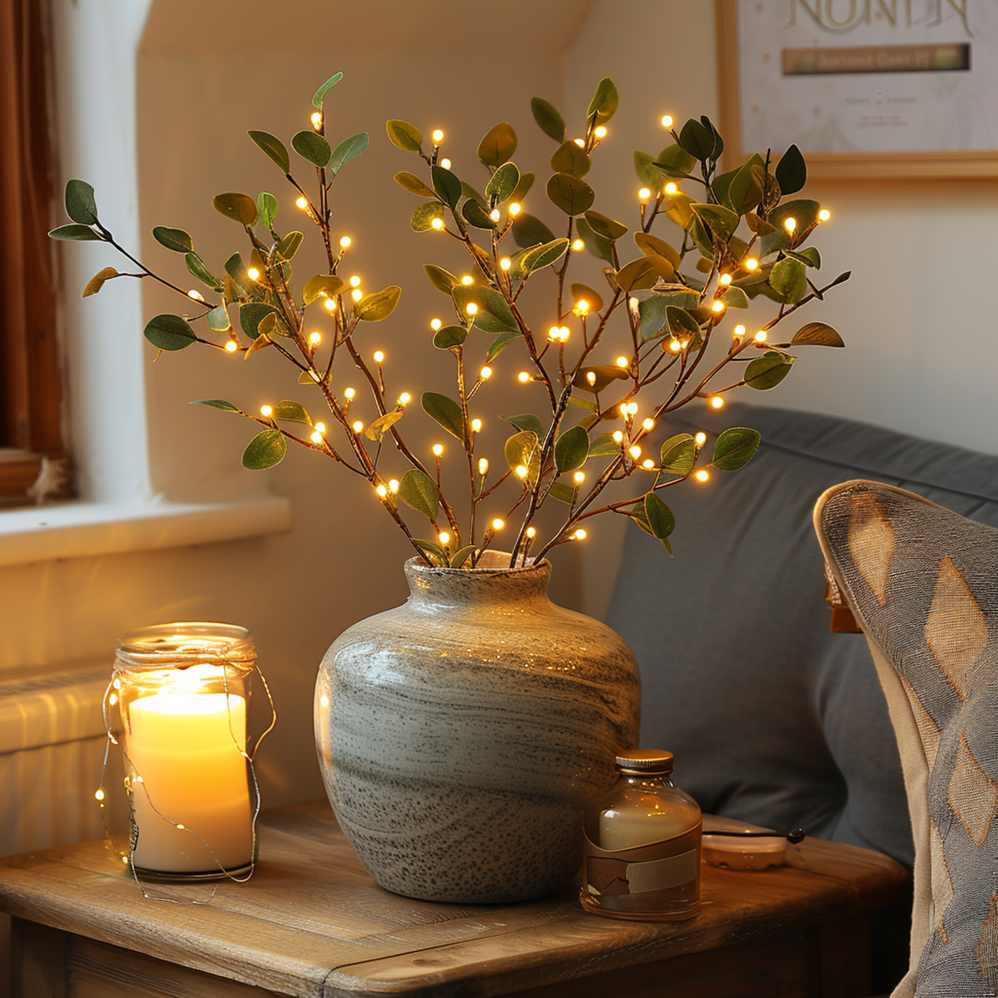 Guirlande Lumineuse Branche d'Olive | Éclairage Féérique pour Décoration Intérieure