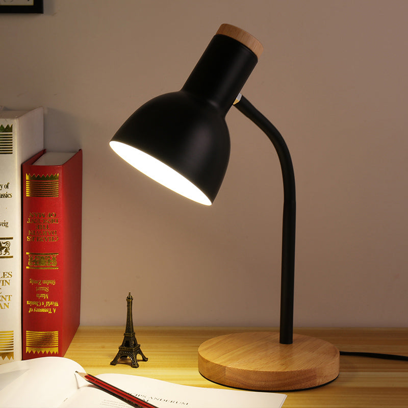 Lampe de Bureau Métal Moderne – Base Bois