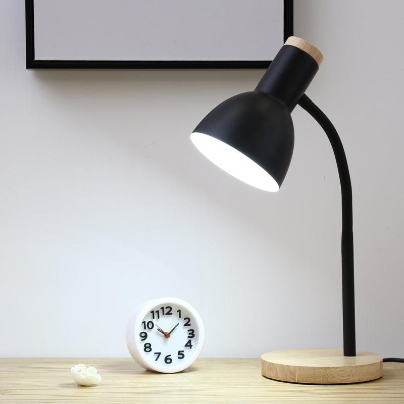 Lampe de Bureau Métal Moderne – Base Bois