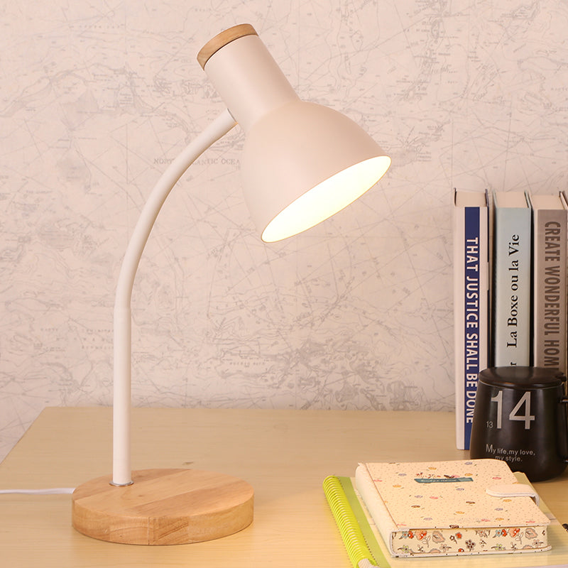 Lampe de Bureau Métal Moderne – Base Bois