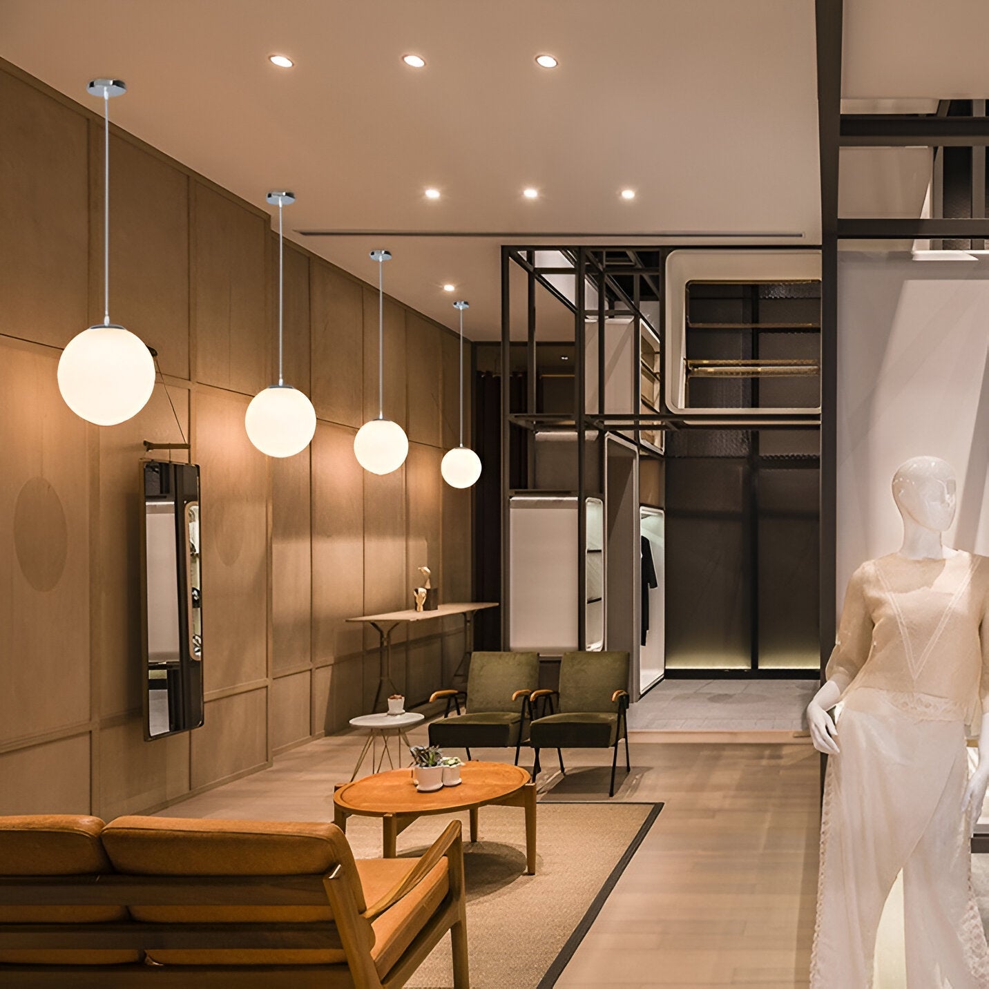 Suspension Globe Nordique en Verre Opalin