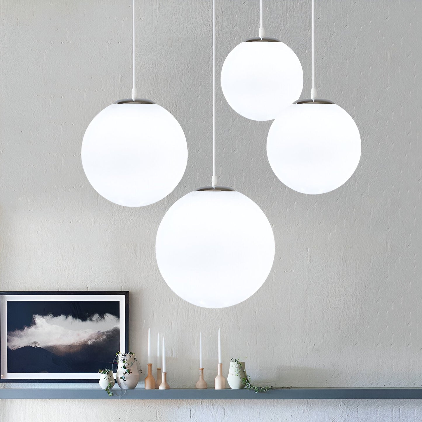 Suspension Globe Nordique en Verre Opalin