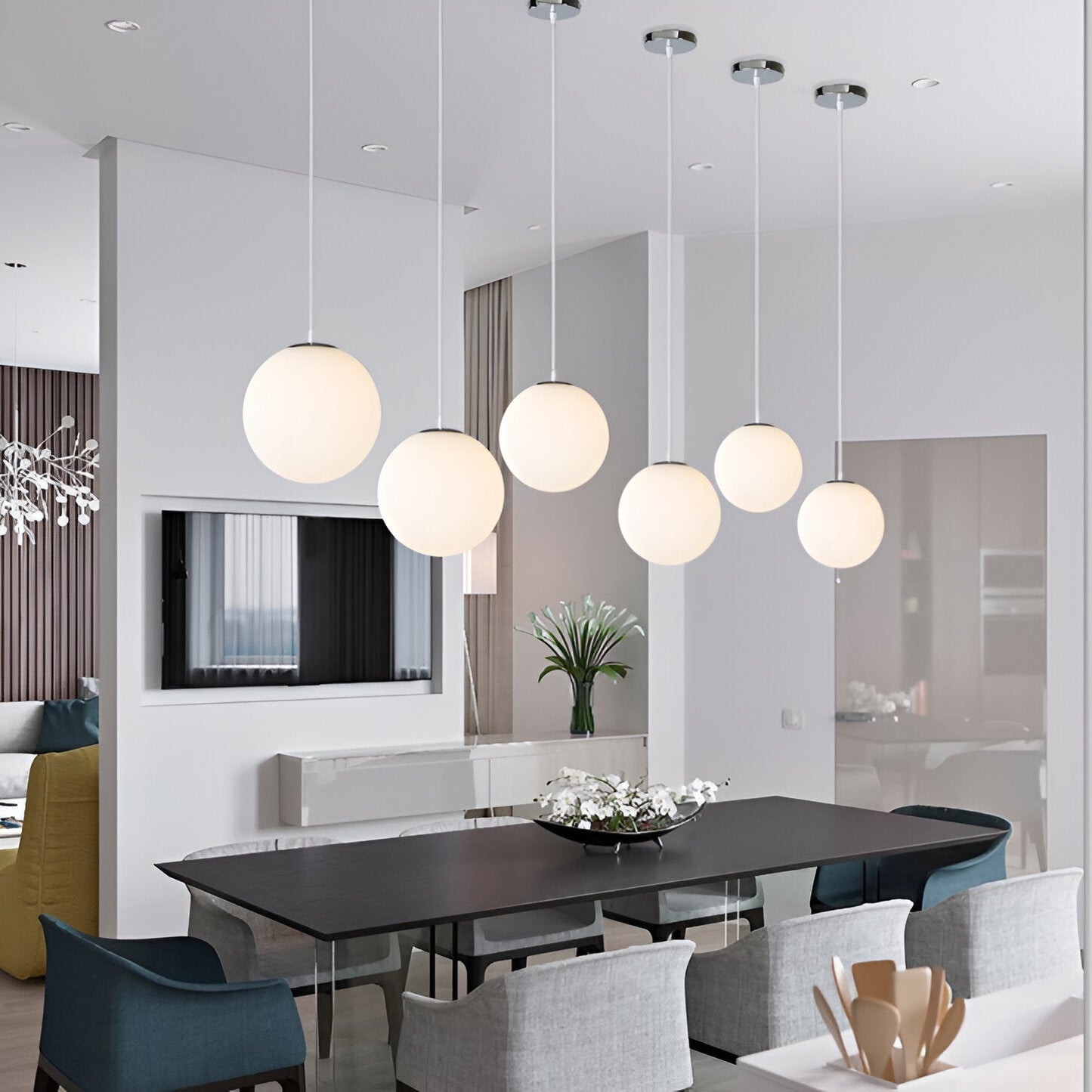 Suspension Globe Nordique en Verre Opalin