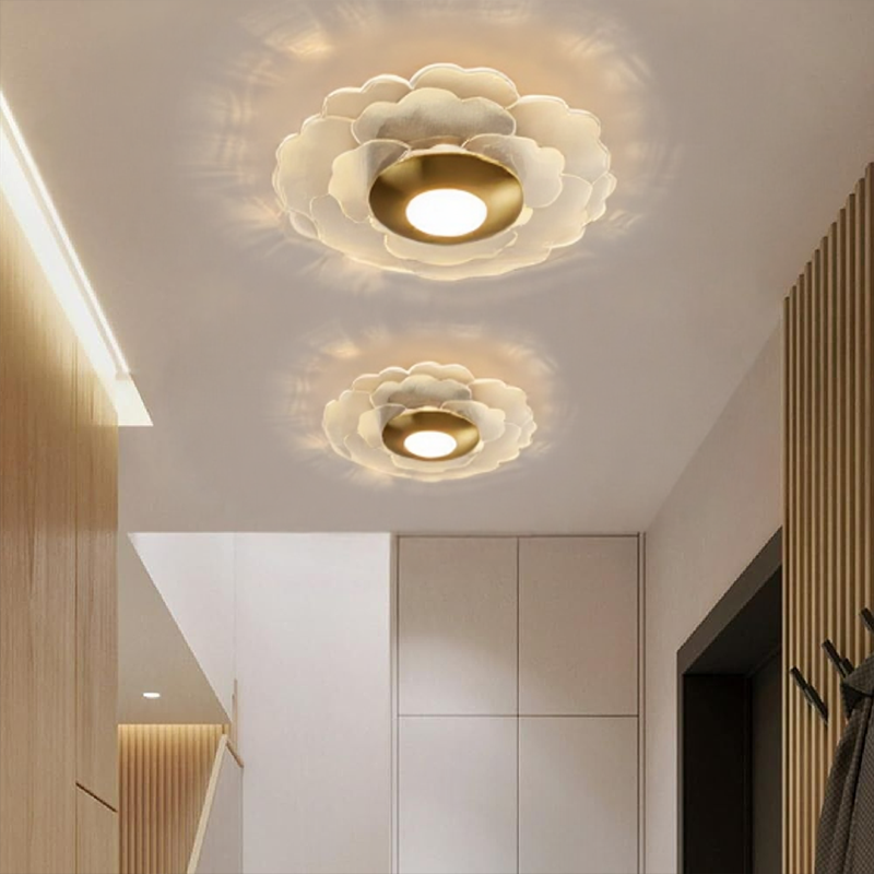 Plafonnier LED Moderne Rond, Acrylique Doré, 10W