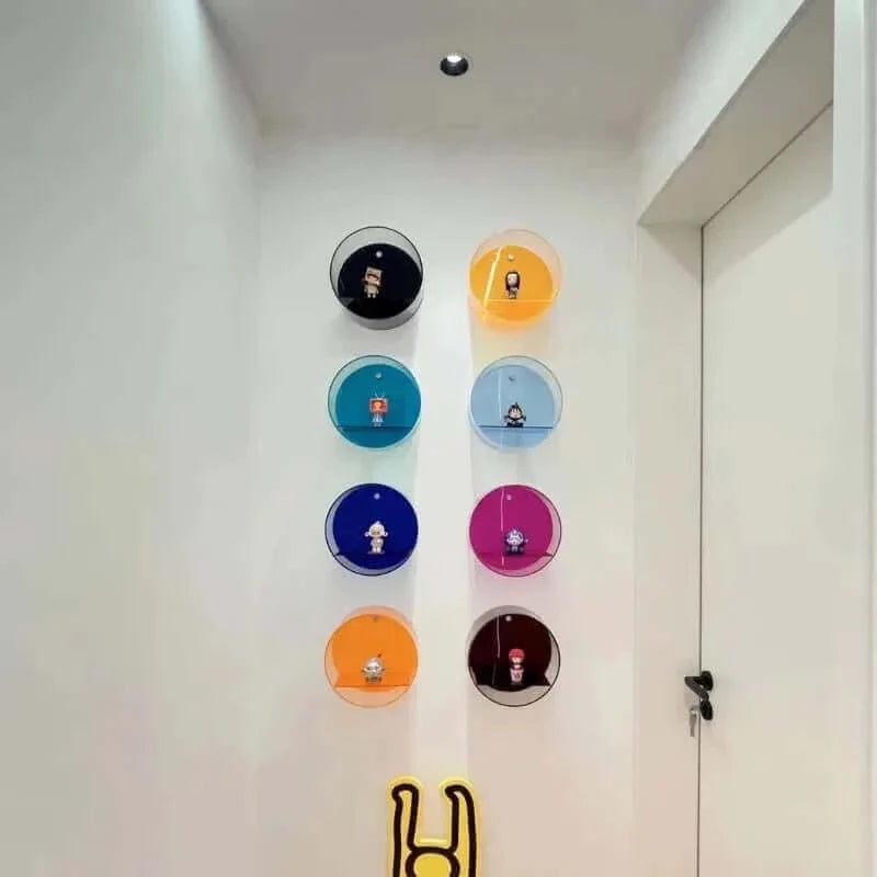 Étagère Murale Ronde en Acrylique Style Années 80 – Élégance Rétro et Praticité Moderne