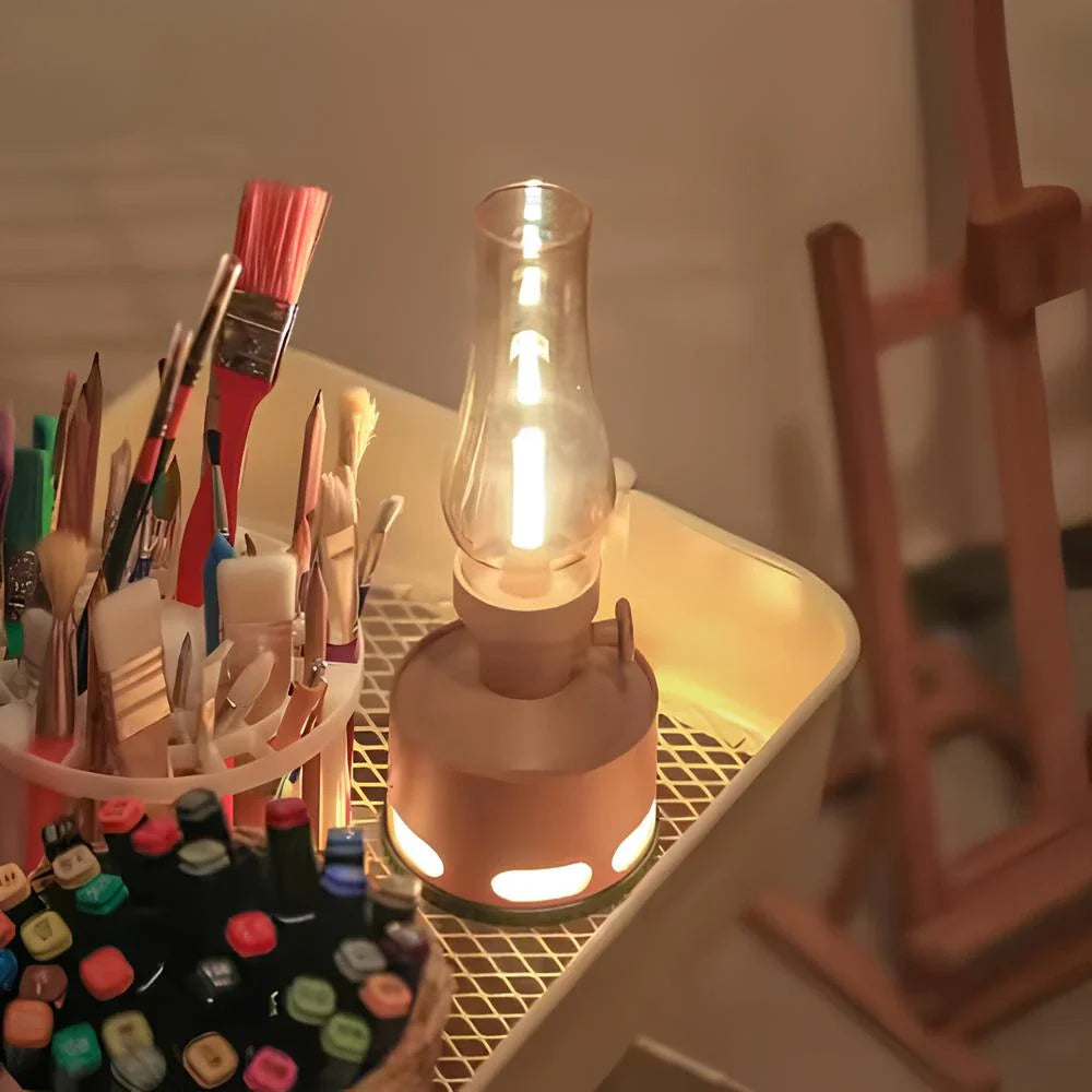 Lanterne Vintage LED Rechargeable avec Souffle Extincteur