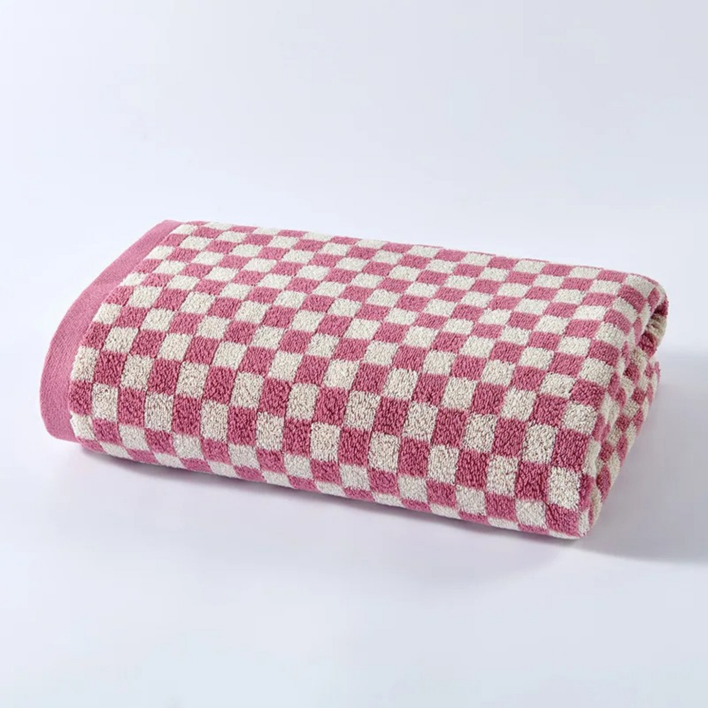 Serviettes de Bain Motif Damier – Lot de 2