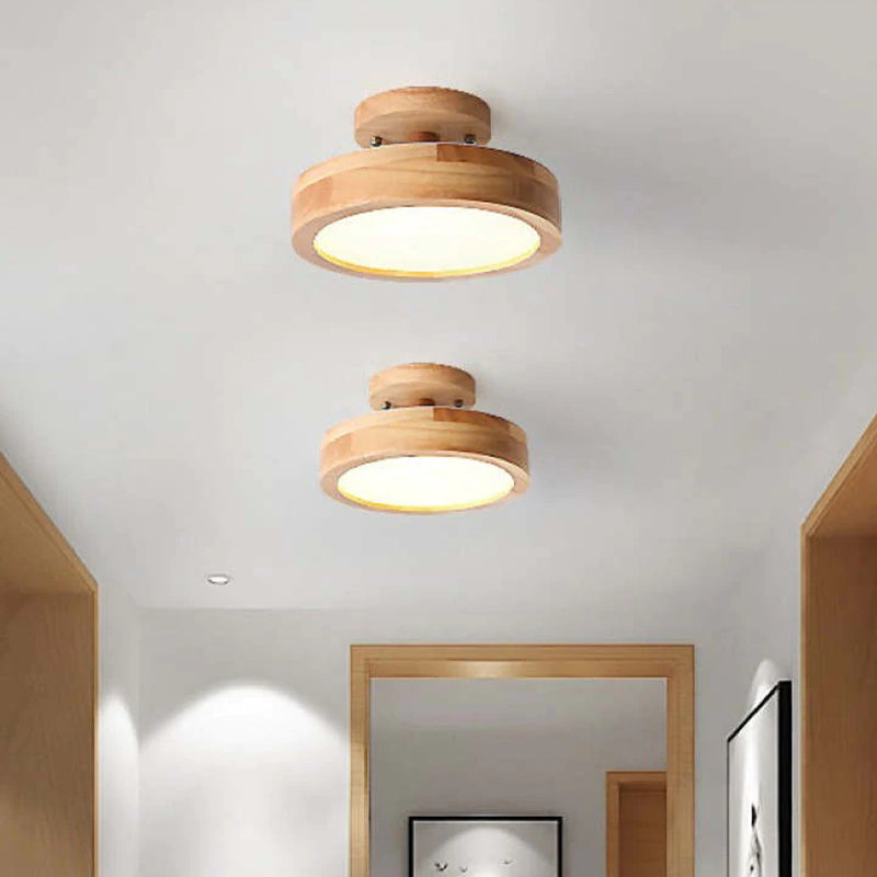 Lampe de Plafond LED Moderne en Bois