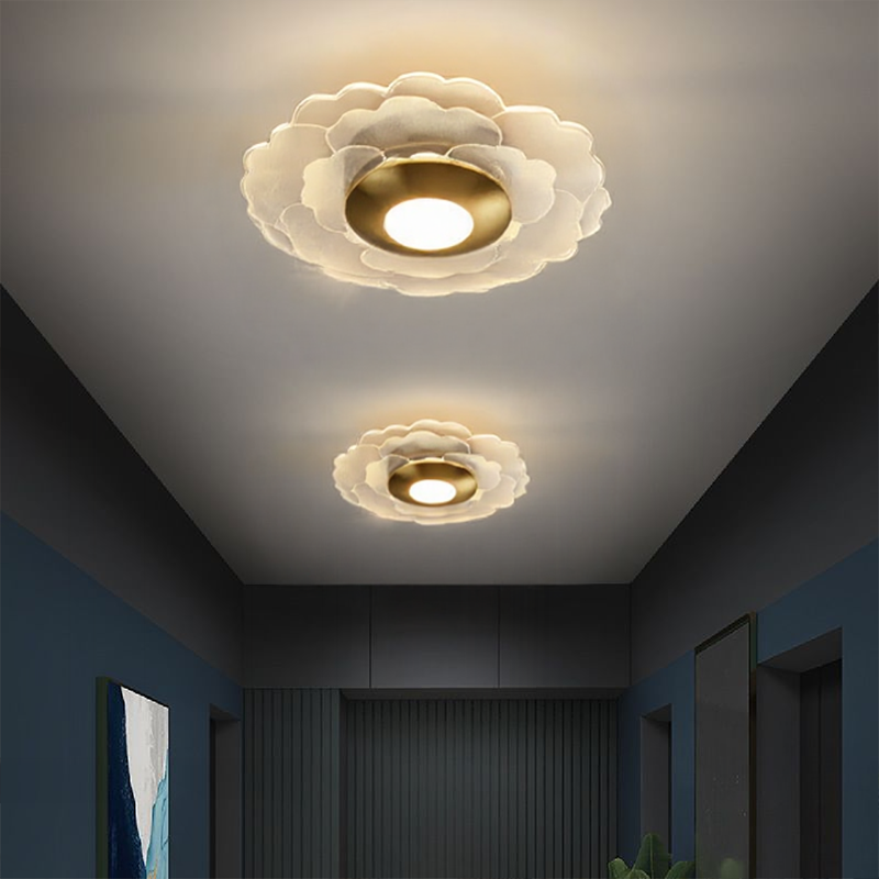 Plafonnier LED Moderne Rond, Acrylique Doré, 10W
