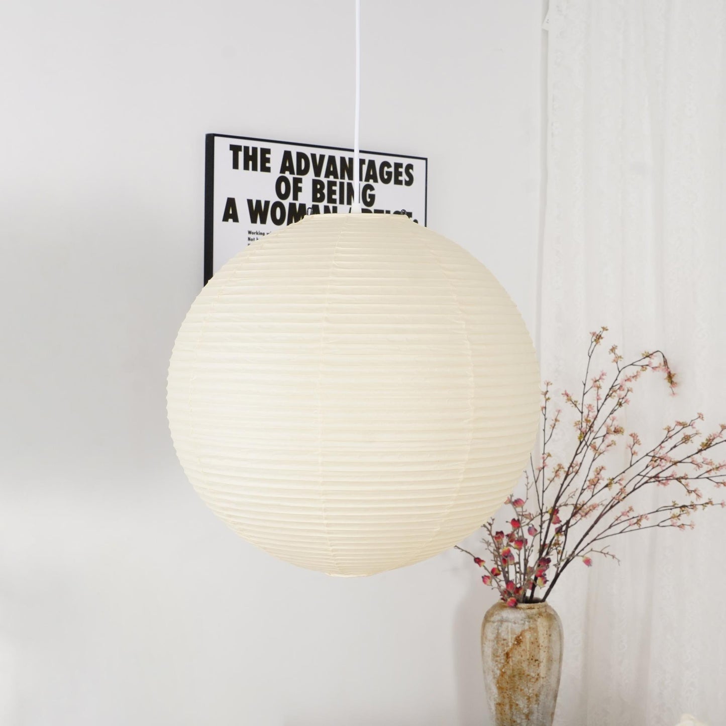 Lampe Suspendue Papier Washi, Style Akari, Ø30–80cm