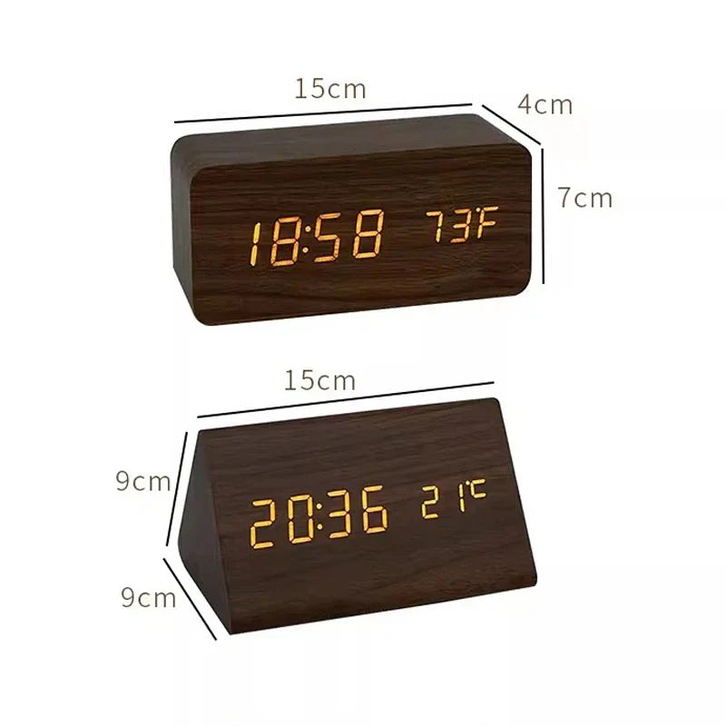 Futura | Réveil Numérique en Bois avec Thermomètre Intégré